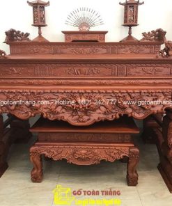 Bộ Sập thờ Tứ Linh gỗ Gõ đỏ 2 tầng ST-11