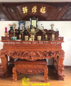 Sập thờ Tứ Linh gỗ Gõ đỏ ST-17