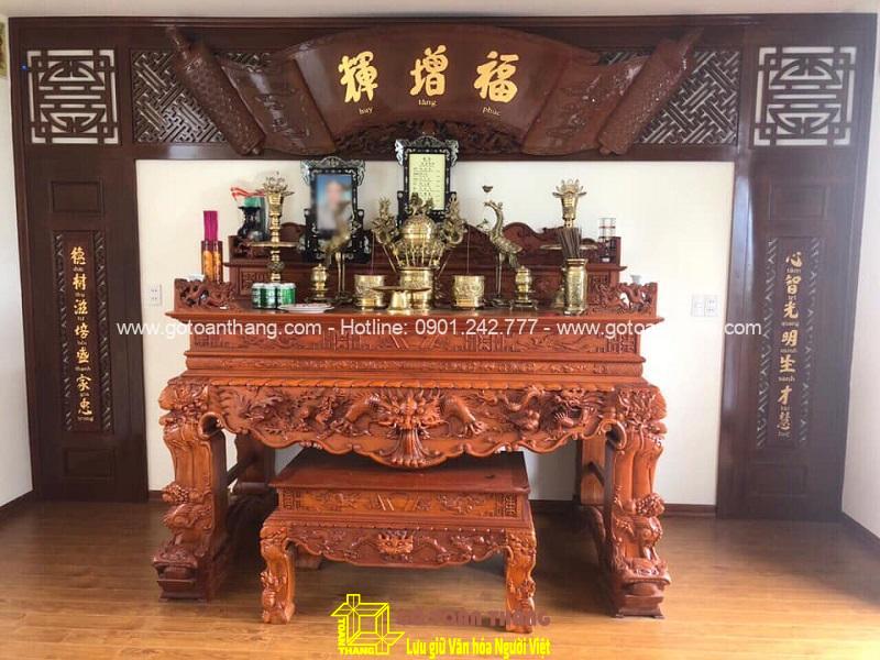 Sập thờ Tứ Linh gỗ Gõ đỏ ST-17 Sập thờ Tứ Linh gỗ Gõ đỏ ST-17