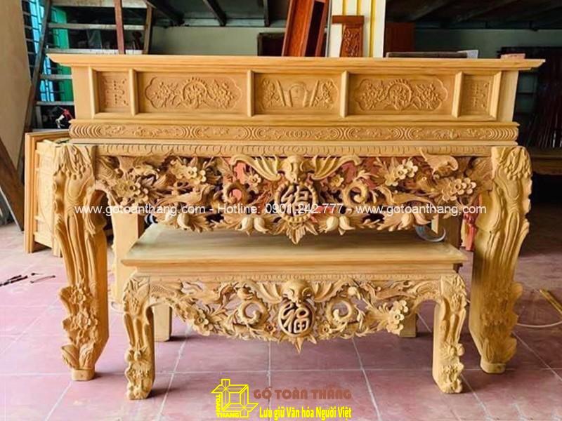 Bộ Sập thờ Mai Điểu Mộc gỗ Gõ đỏ ST-13 Sập thờ họa tiết Mai Điểu