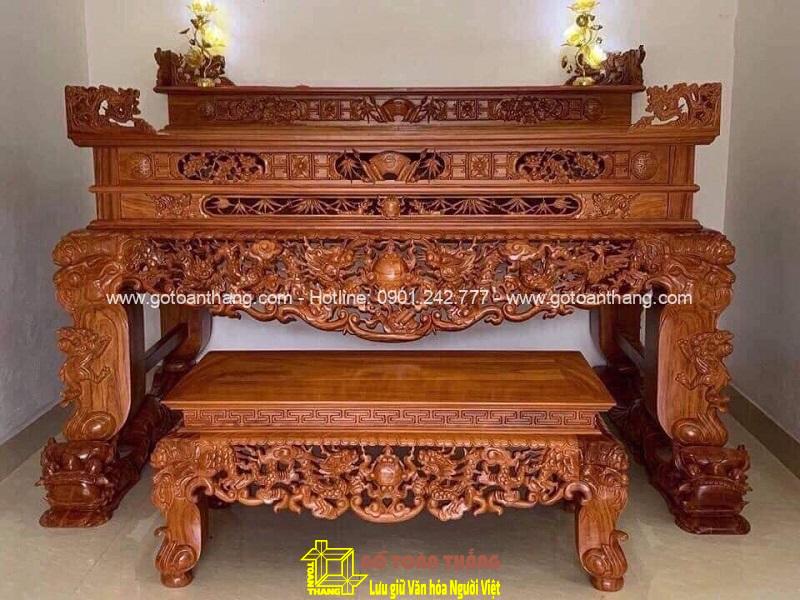 Sập thờ Tứ Linh 2 tầng gỗ Gõ đỏ ST-18 Sập thờ Tứ Linh 2 tầng gỗ Gõ đỏ ST-18