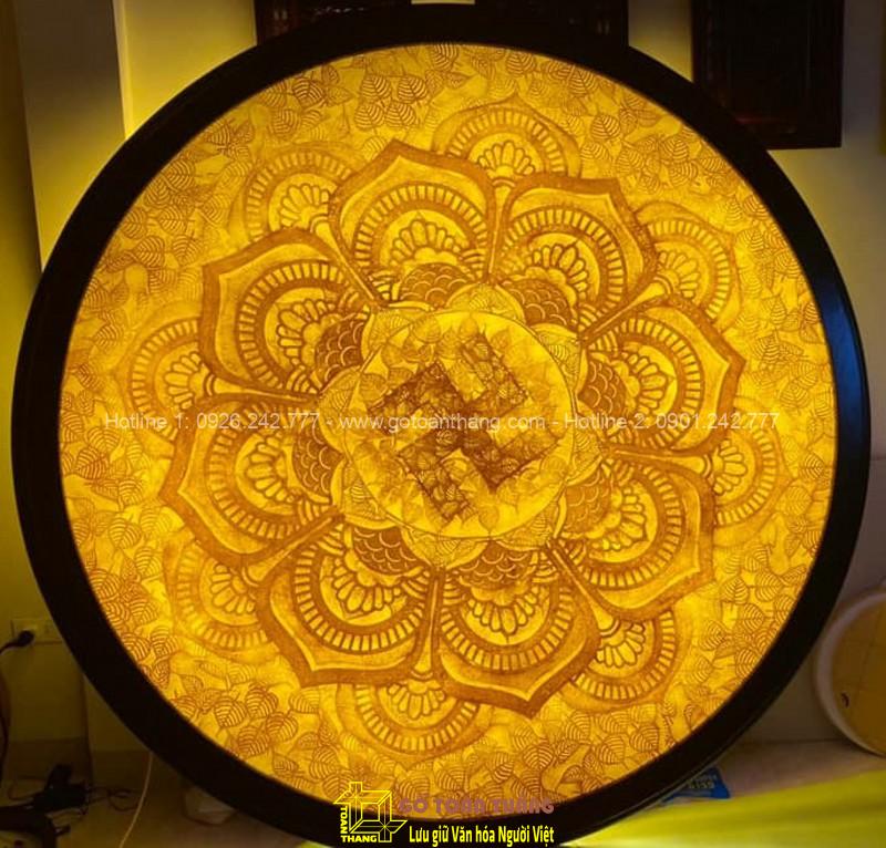 Tranh Trúc Chỉ hào quang chữ Vạn TTC-16 Tranh trúc chỉ hình Mandala