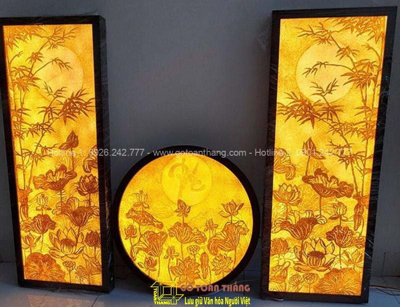 Tranh Trúc Chỉ đầm Sen TTC-17 Tranh trúc chỉ hình hoa sen