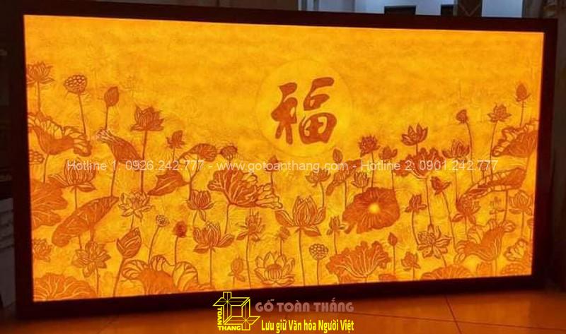 Tranh Trúc Chỉ đầm sen Chữ Phức TTC-07 Tranh Trúc Chỉ đầm sen Chữ Phức TTC-07