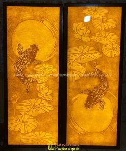Tranh Trúc Chỉ cá chép trông trăng TTC-08