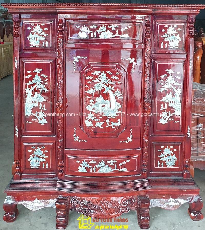 Tủ thờ gỗ Căm xe Cẩn Ốc TTH-03 Tủ thờ gỗ theo kiểu truyền thống