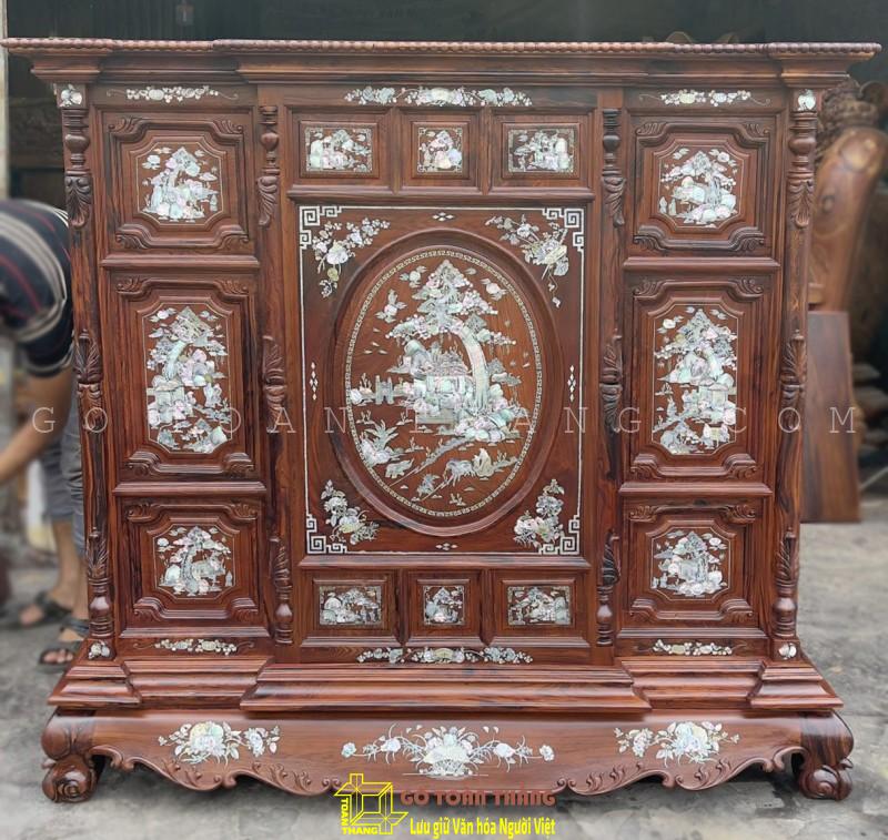 Tủ thờ hiện đại gỗ Cẩm Lai cẩn ốc TTCL-03