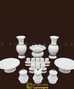 Bộ lư hương gốm sứ nhập khẩu 6in- 1022