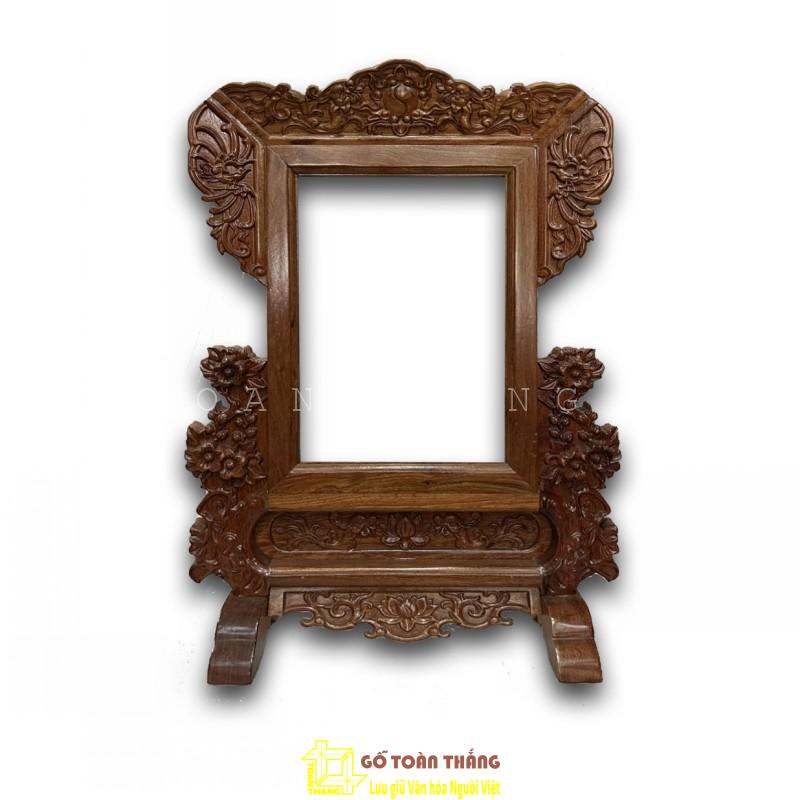 Khung hình thờ gỗ Hương chạm Mai KHT-07 Khung hình thờ gỗ Hương chạm Mai KHT-07