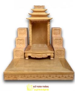 Bàn thờ Thần Tài gỗ Gõ đỏ mái chùa TTG-10