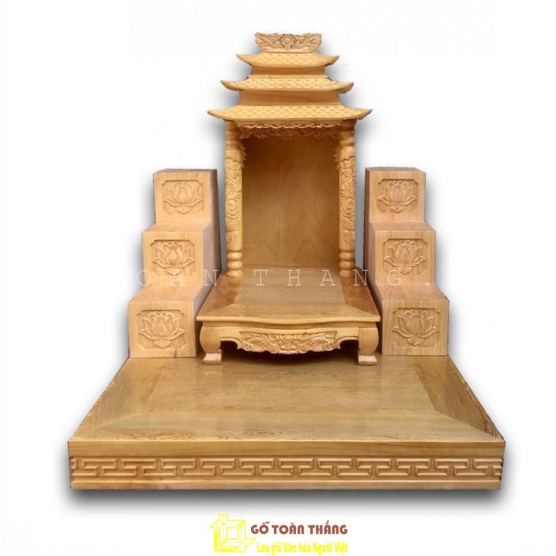 Bàn thờ Thần Tài gỗ Gõ đỏ mái chùa TTG-10 Bàn thờ Thần Tài gỗ Gõ đỏ mái chùa TTG-10
