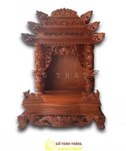 Bàn thờ Thần Tài gỗ Gõ đỏ mái chùa VIP TTG-11