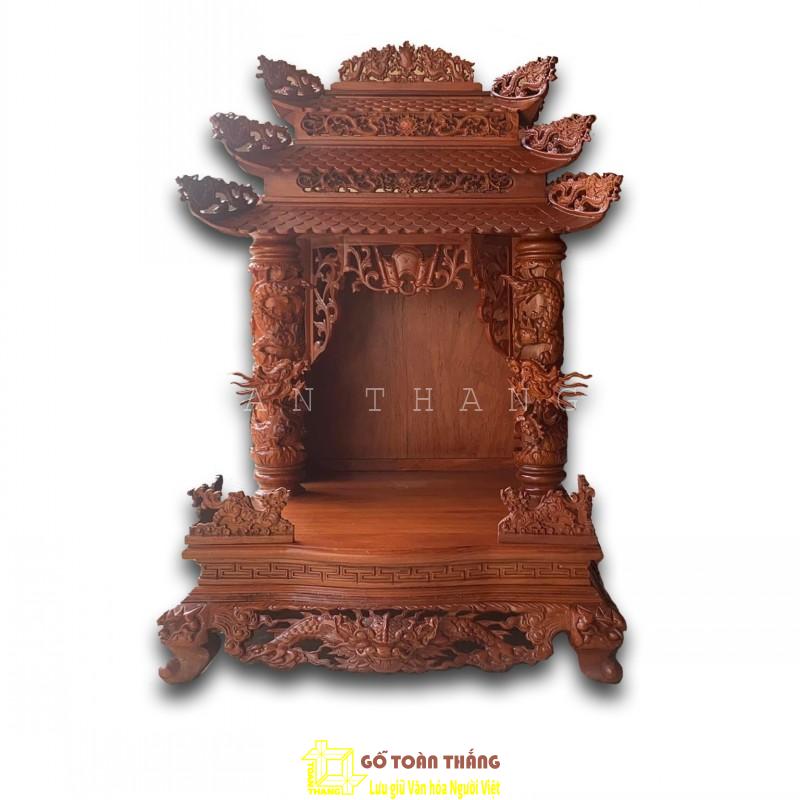 Bàn thờ Thần Tài gỗ Gõ đỏ mái chùa VIP TTG-11 Bàn thờ Thần Tài gỗ Gõ đỏ mái chùa VIP TTG-11