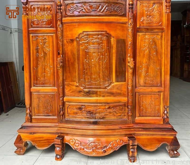 Tủ thờ gỗ tràm Phúc Lộc Thọ 1m6 TTGT-04 bàn thờ gỗ tràm