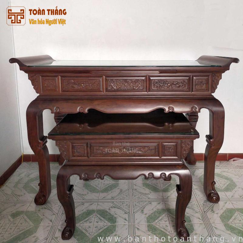 Sập thờ gỗ Chiu Liu Cuốn thư 1m92 BGT-06