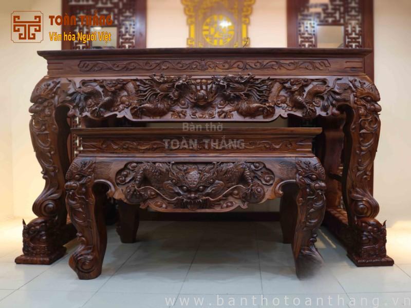 Sập thờ tứ linh gỗ cẩm lai 2m17 STCL-01